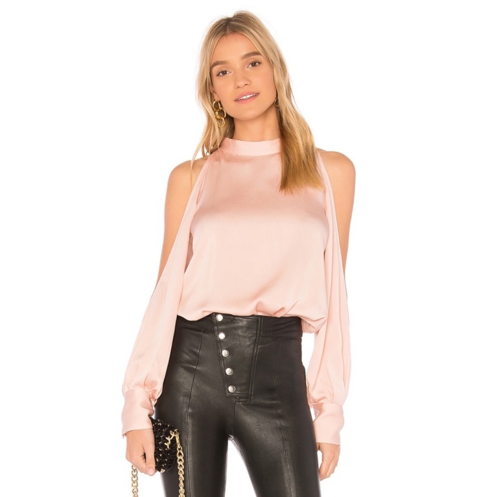 State Sheer Cold Shoulder Blouse shadow pink